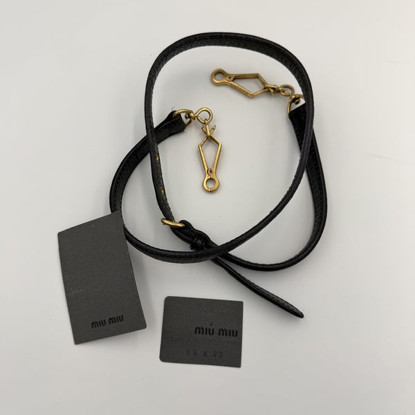 Miu Miu Charm Wrinkled Leather Black Handbag