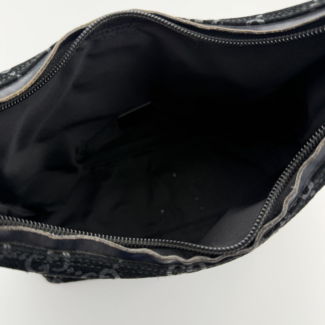 Gucci GG Monogram Suede Navy Shoulder Bag