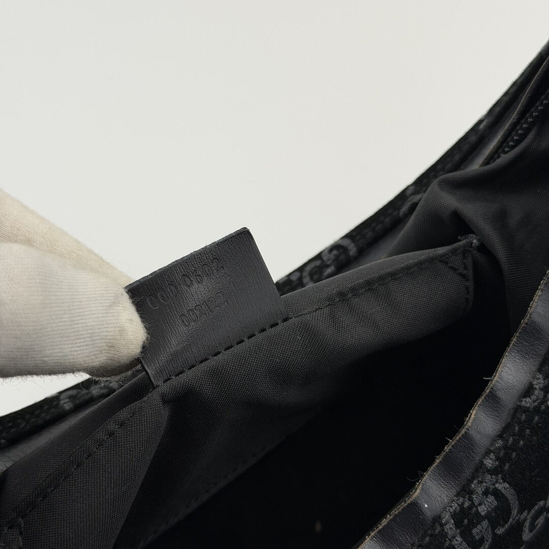 Gucci GG Monogram Suede Navy Shoulder Bag