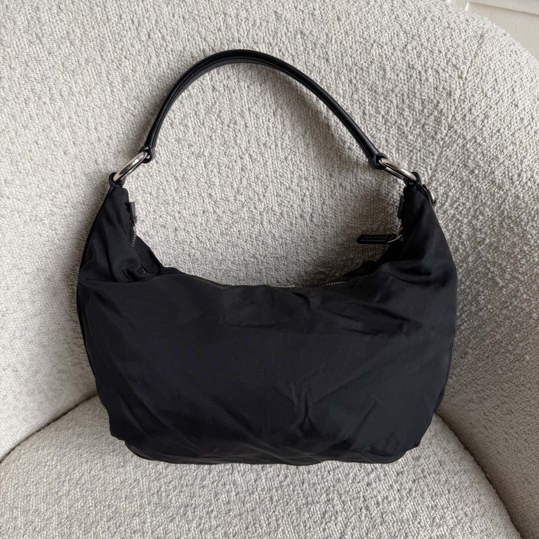 Prada Tessuto Hobo Nylon Black Shoulder Bag