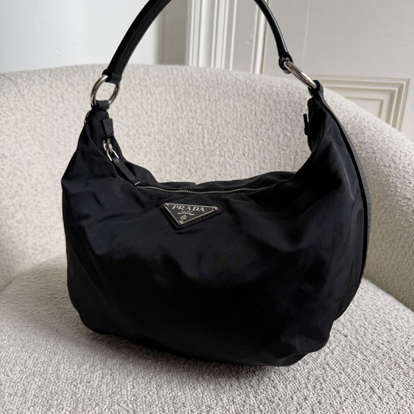 Prada Tessuto Hobo Nylon Black Shoulder Bag