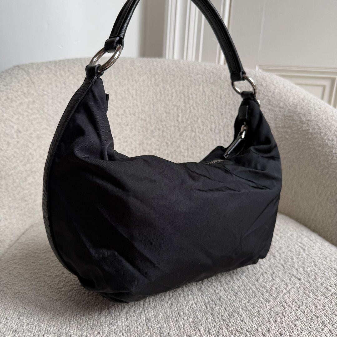 Prada Tessuto Hobo Nylon Black Shoulder Bag