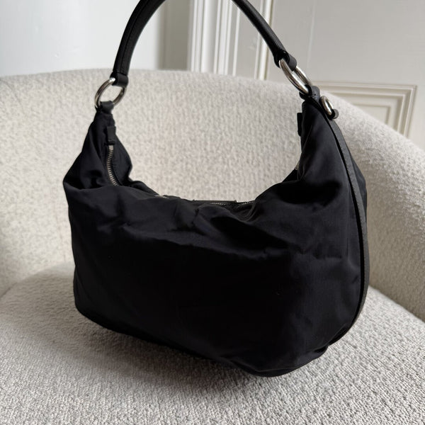 Prada Tessuto Hobo Nylon Black Shoulder Bag