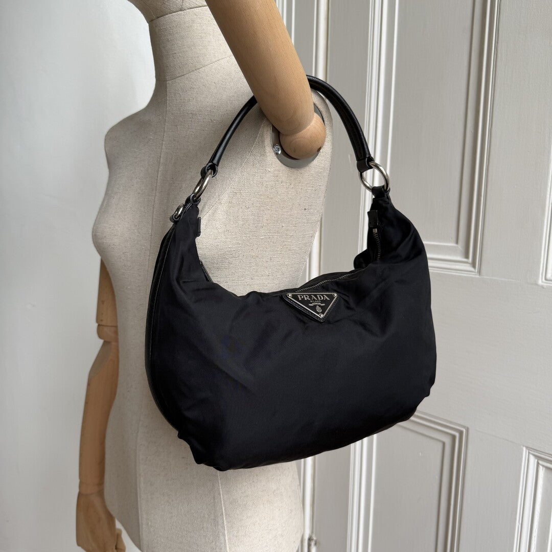 Prada Tessuto Hobo Nylon Black Shoulder Bag – JennyHayley