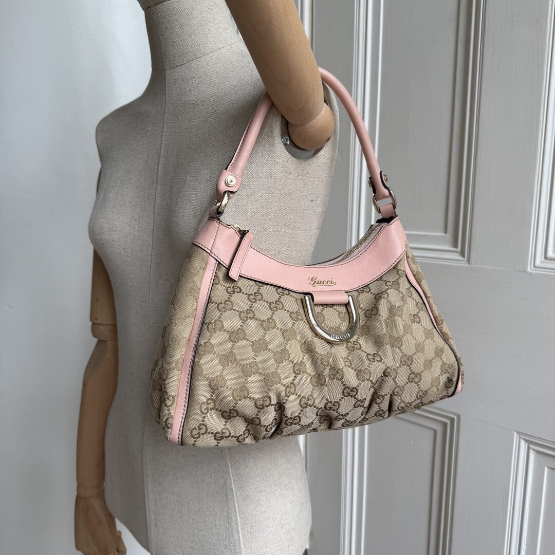 Gucci GG Canvas Abbey Pink Shoulder Bag