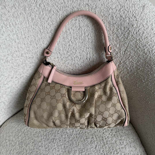 Gucci GG Canvas Abbey Pink Shoulder Bag