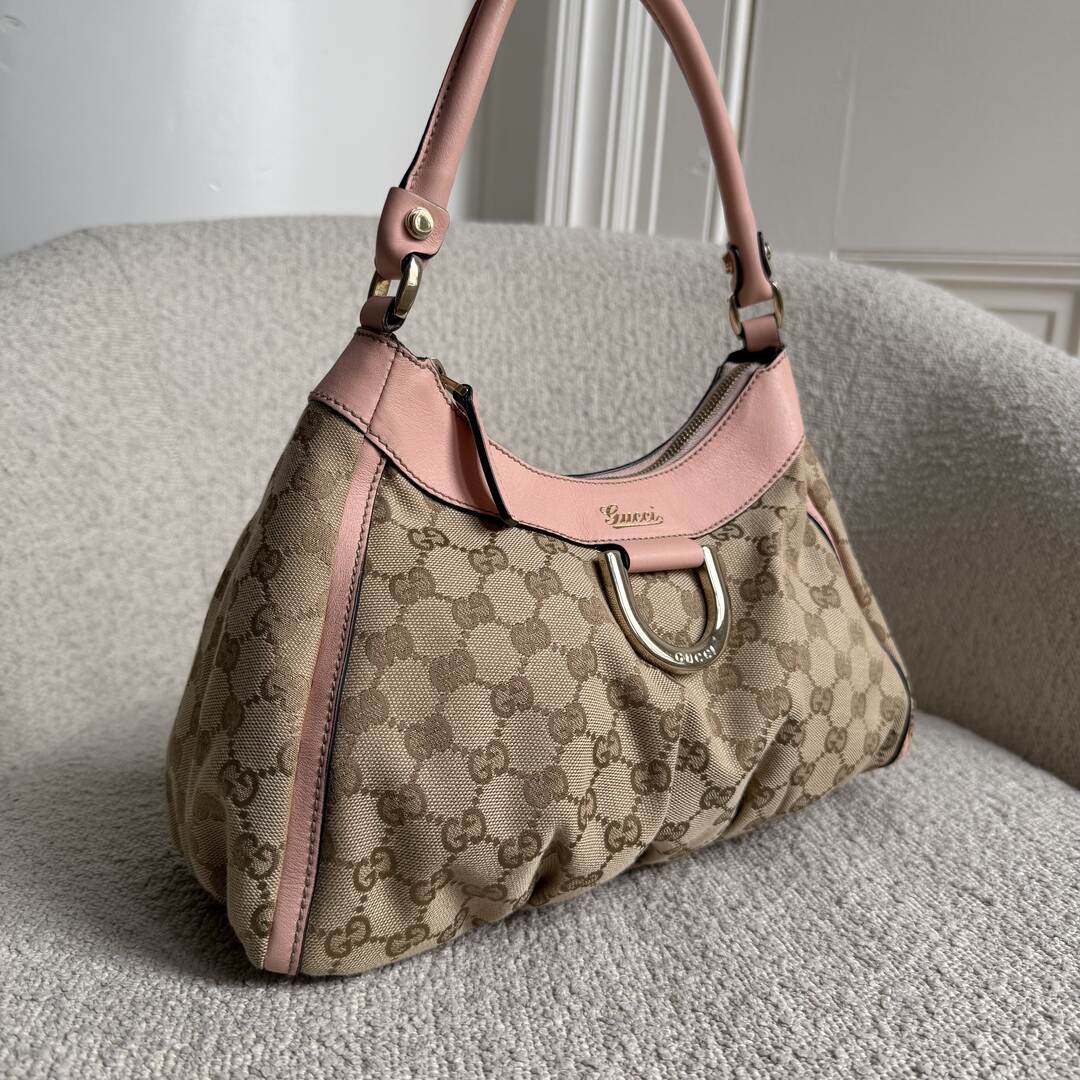 Gucci GG Canvas Abbey Pink Shoulder Bag