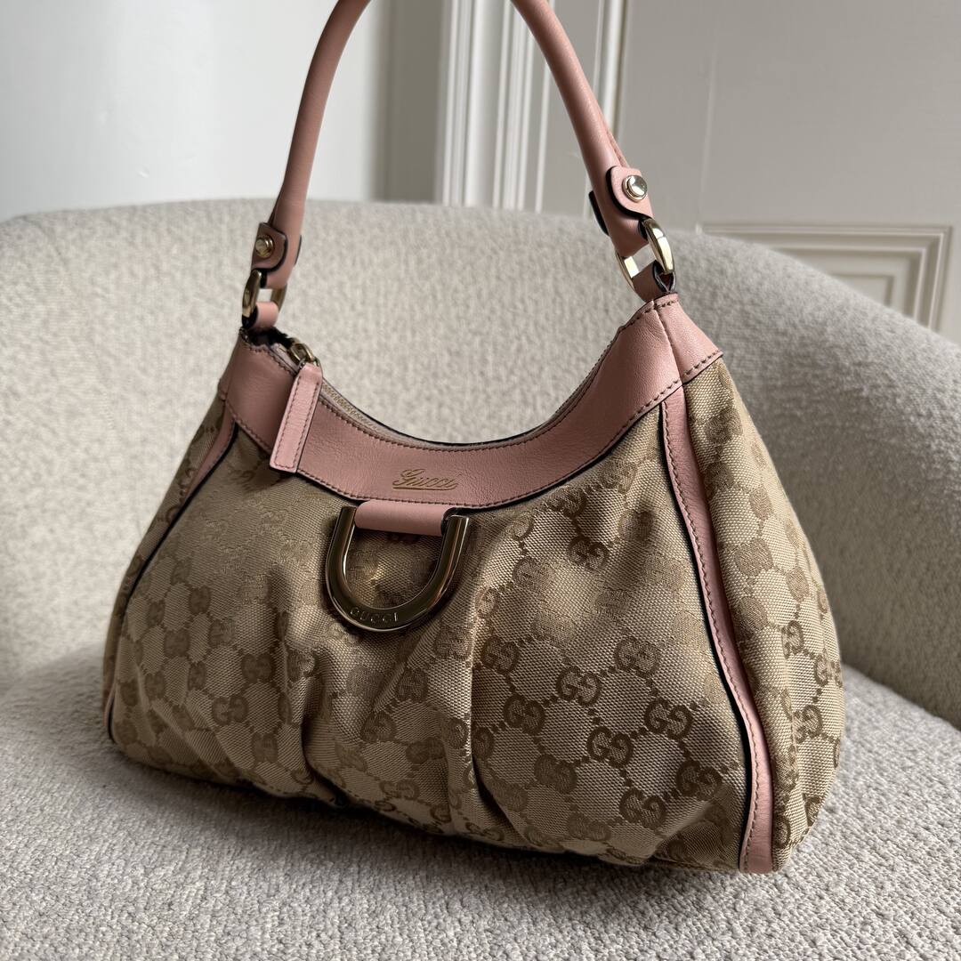 Gucci GG Canvas Abbey Pink Shoulder Bag