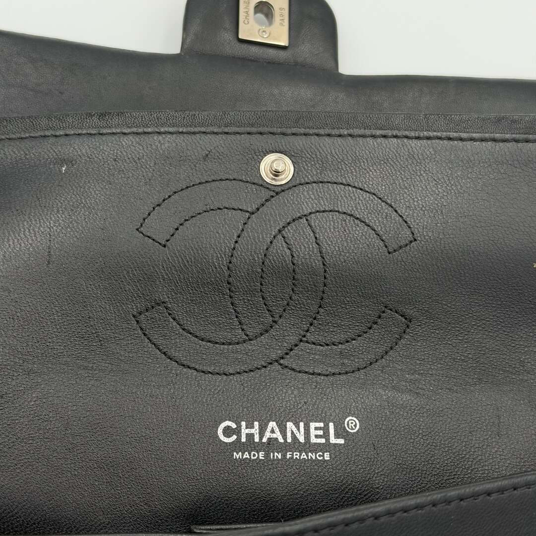 2009 Chanel Timeless Classic Patent Black Flap Shoulder Bag