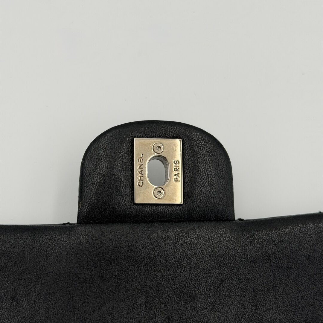 2009 Chanel Timeless Classic Patent Black Flap Shoulder Bag