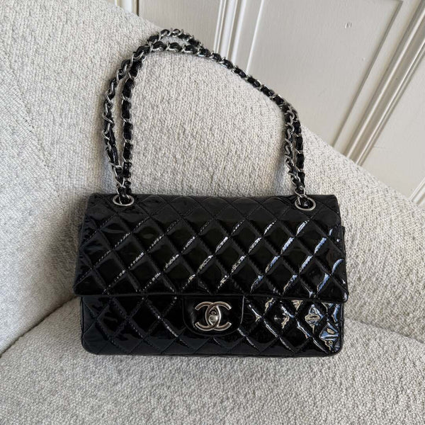 2009 Chanel Timeless Classic Patent Black Flap Shoulder Bag