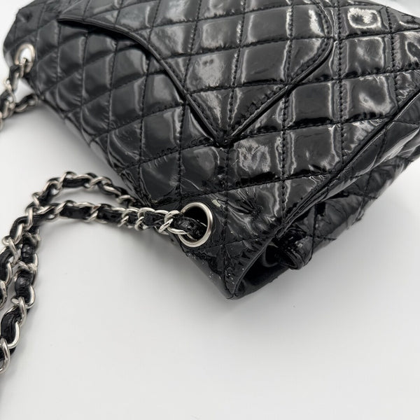 2009 Chanel Timeless Classic Patent Black Flap Shoulder Bag