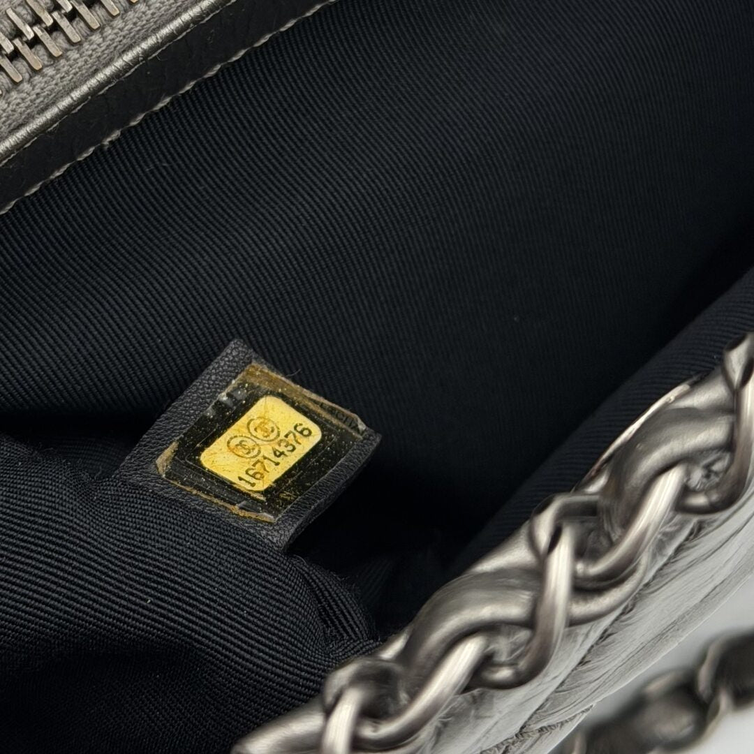 2012 Chanel Chain Me Metallic Silver Chain Tote Bag