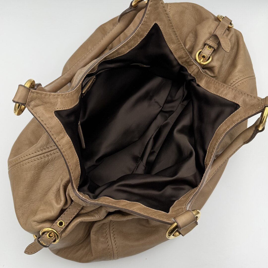 Miu Miu Hobo Leather Mocha Brown Shoulder Bag