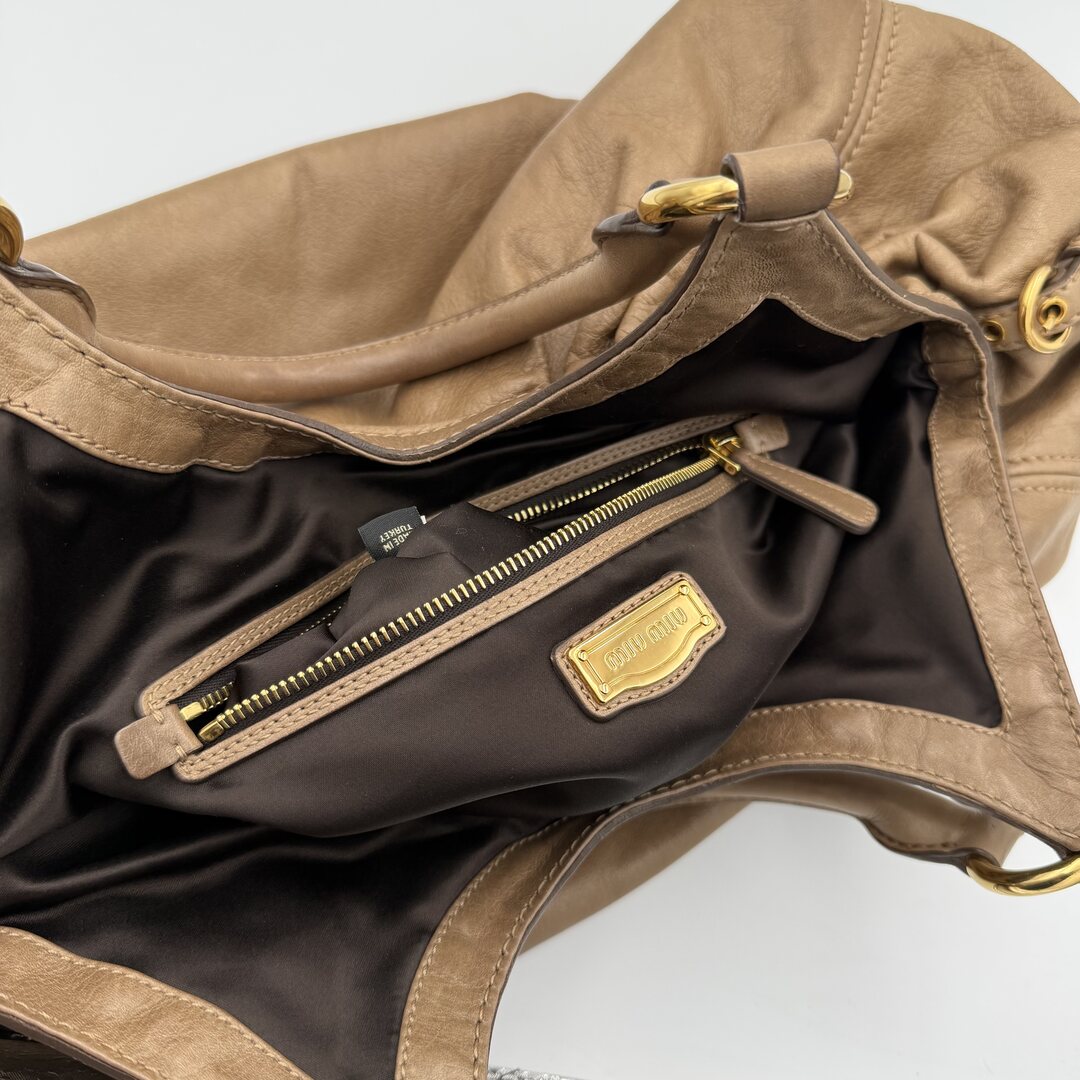 Miu Miu Hobo Leather Mocha Brown Shoulder Bag