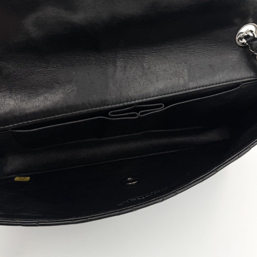 2008 Chanel East West Black Leather Flap Mini Shoulder Bag