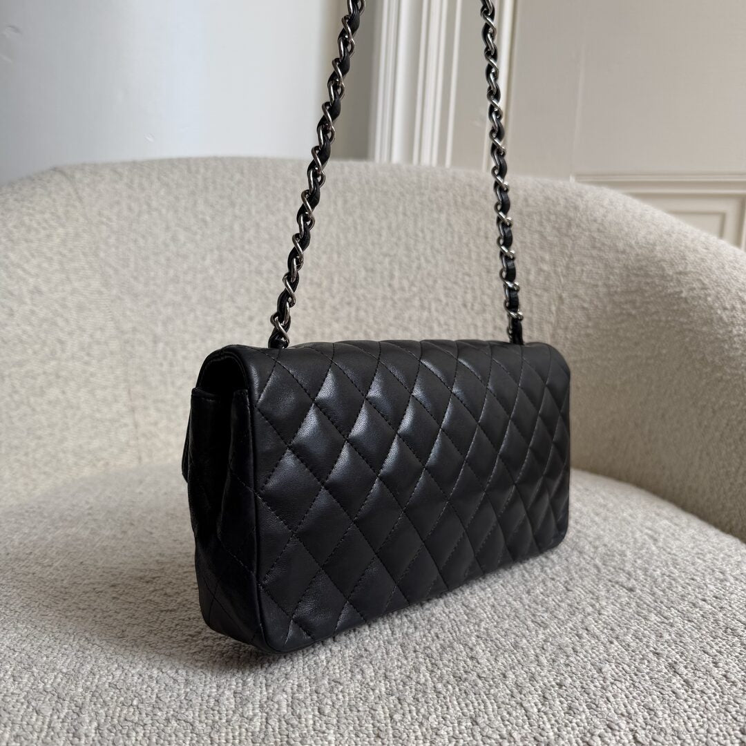 2008 Chanel East West Black Leather Flap Mini Shoulder Bag