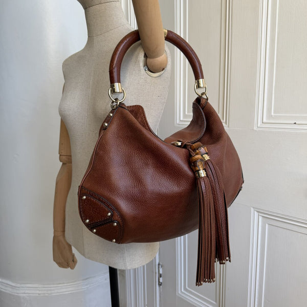 Gucci Indy Guccissima Brown Leather Shoulder Bag