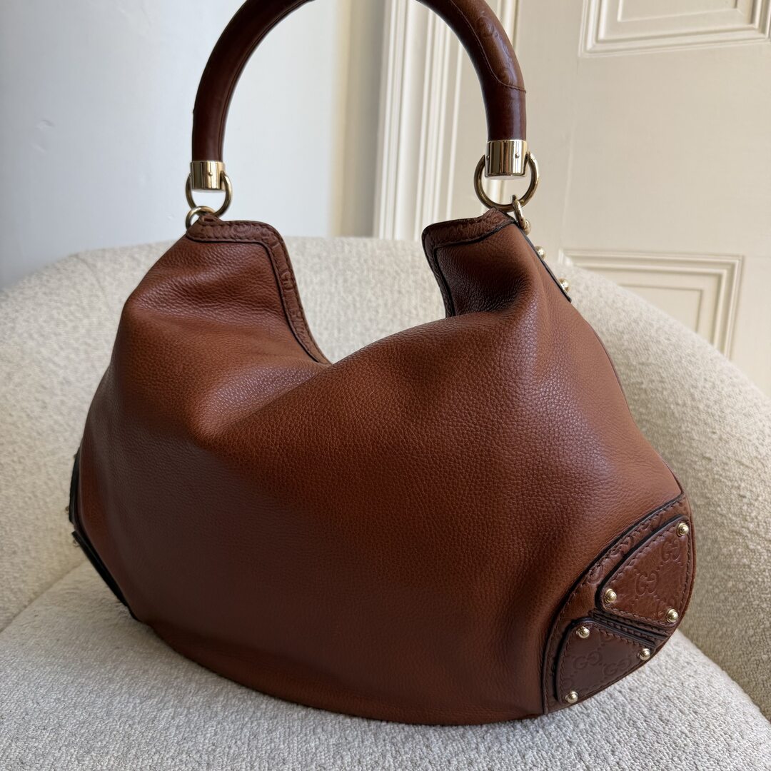 Gucci Indy Guccissima Brown Leather Shoulder Bag