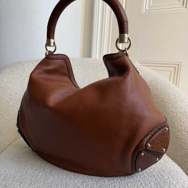 Gucci Indy Guccissima Brown Leather Shoulder Bag