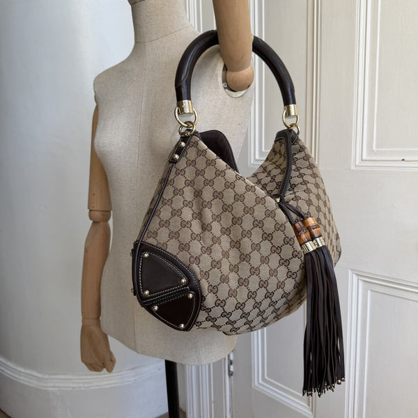 Gucci GG Canvas Indy Brown Handbag
