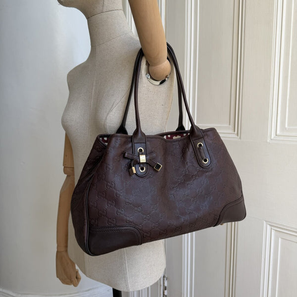 Gucci Guccissima Princy Brown Leather Tote Bag