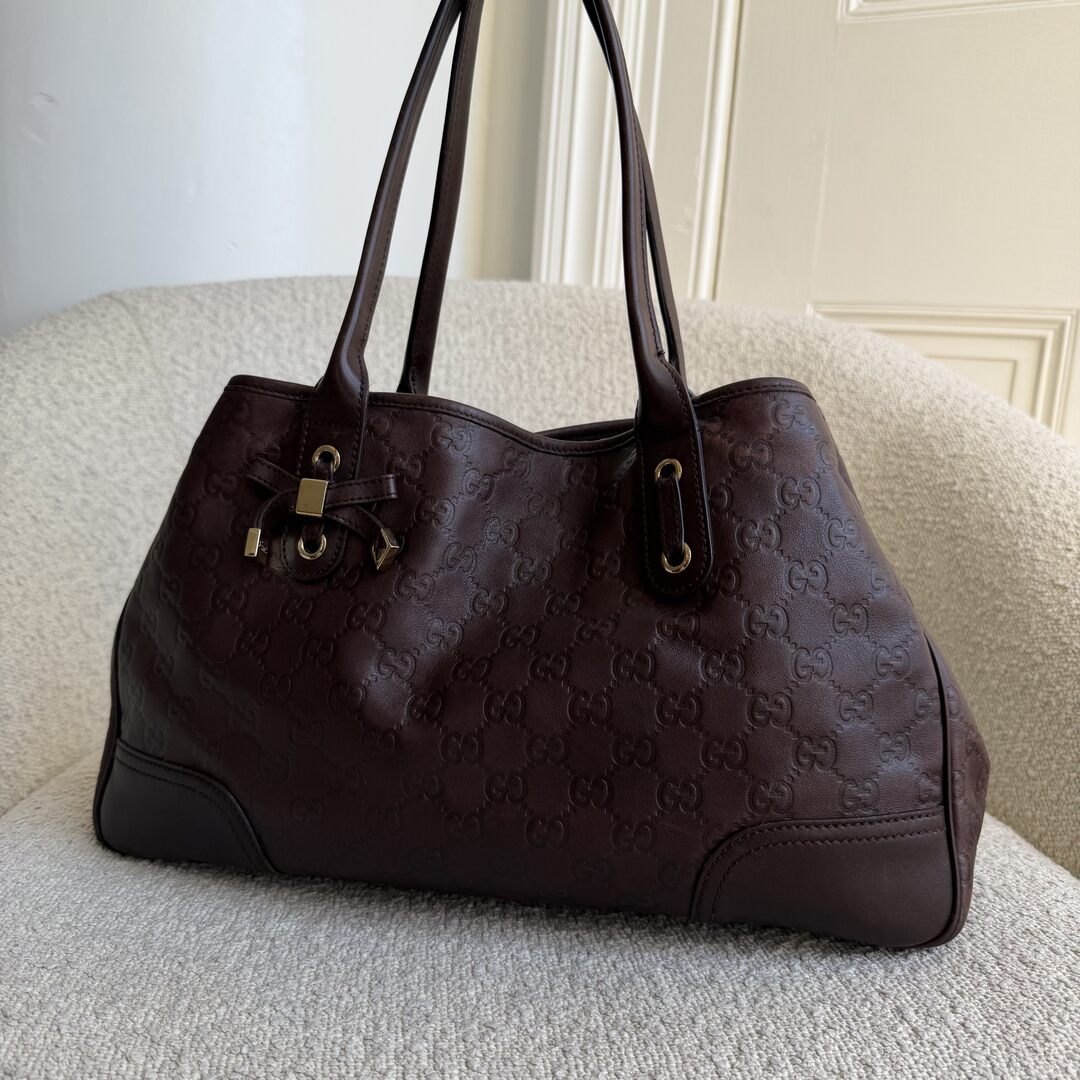 Gucci Guccissima Princy Brown Leather Tote Bag