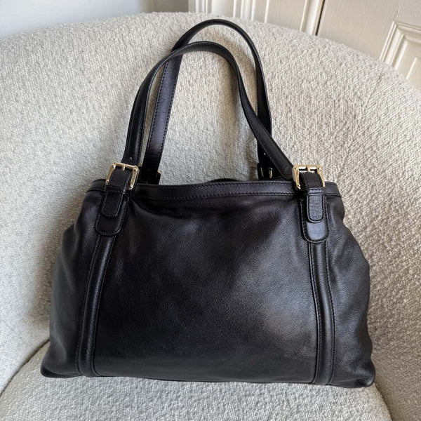 Gucci GG Britt Leather Black Tote Bag