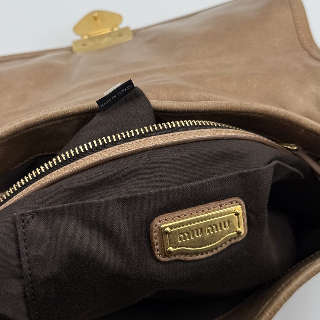 Miu Miu Matelasse Leather Brown Shoulder Bag
