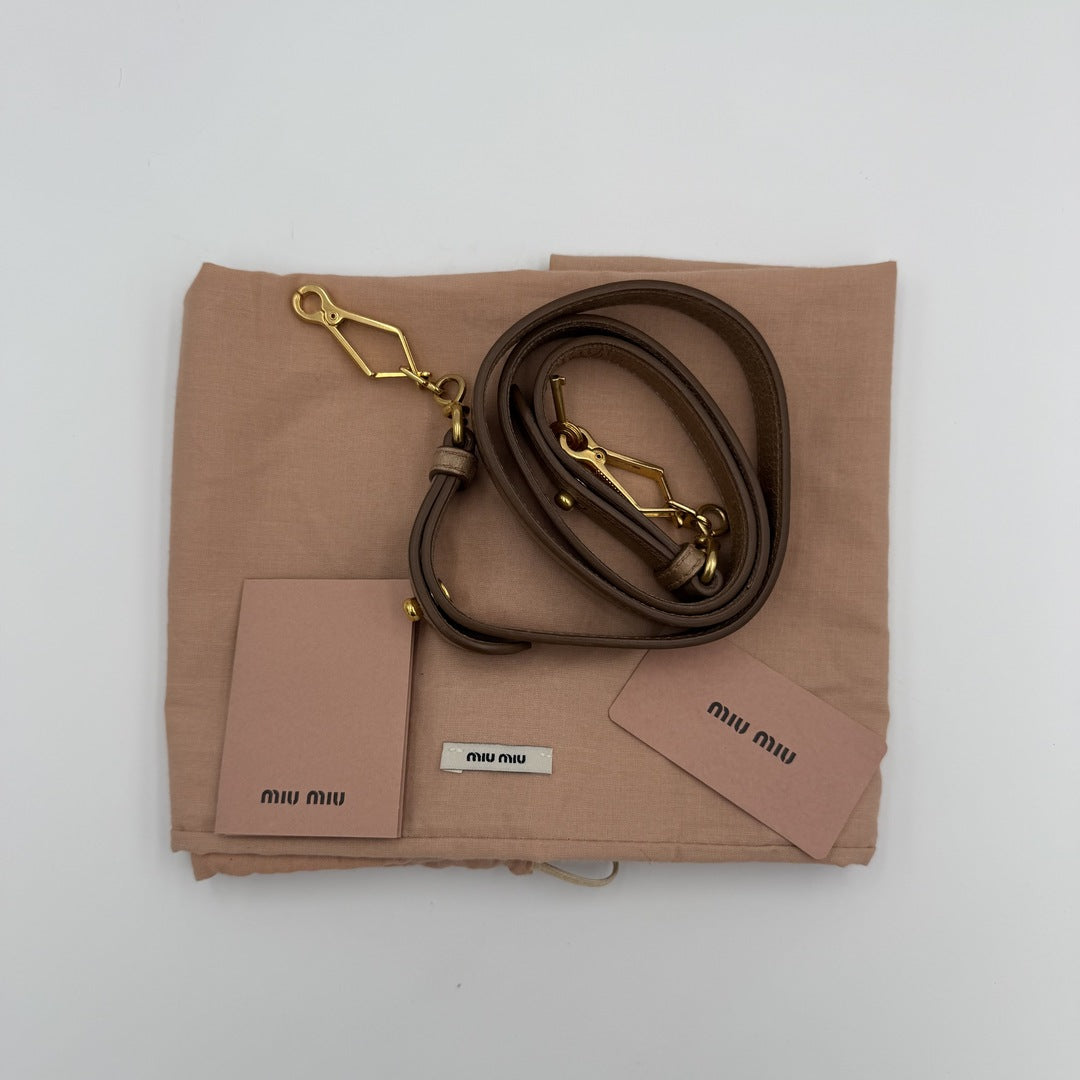 Miu Miu Matelasse Leather Brown Shoulder Bag