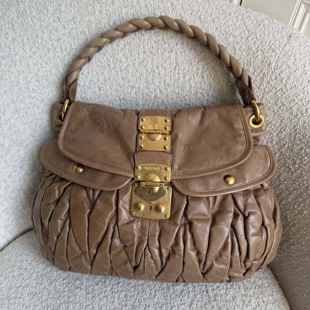 Miu Miu Matelasse Leather Brown Shoulder Bag