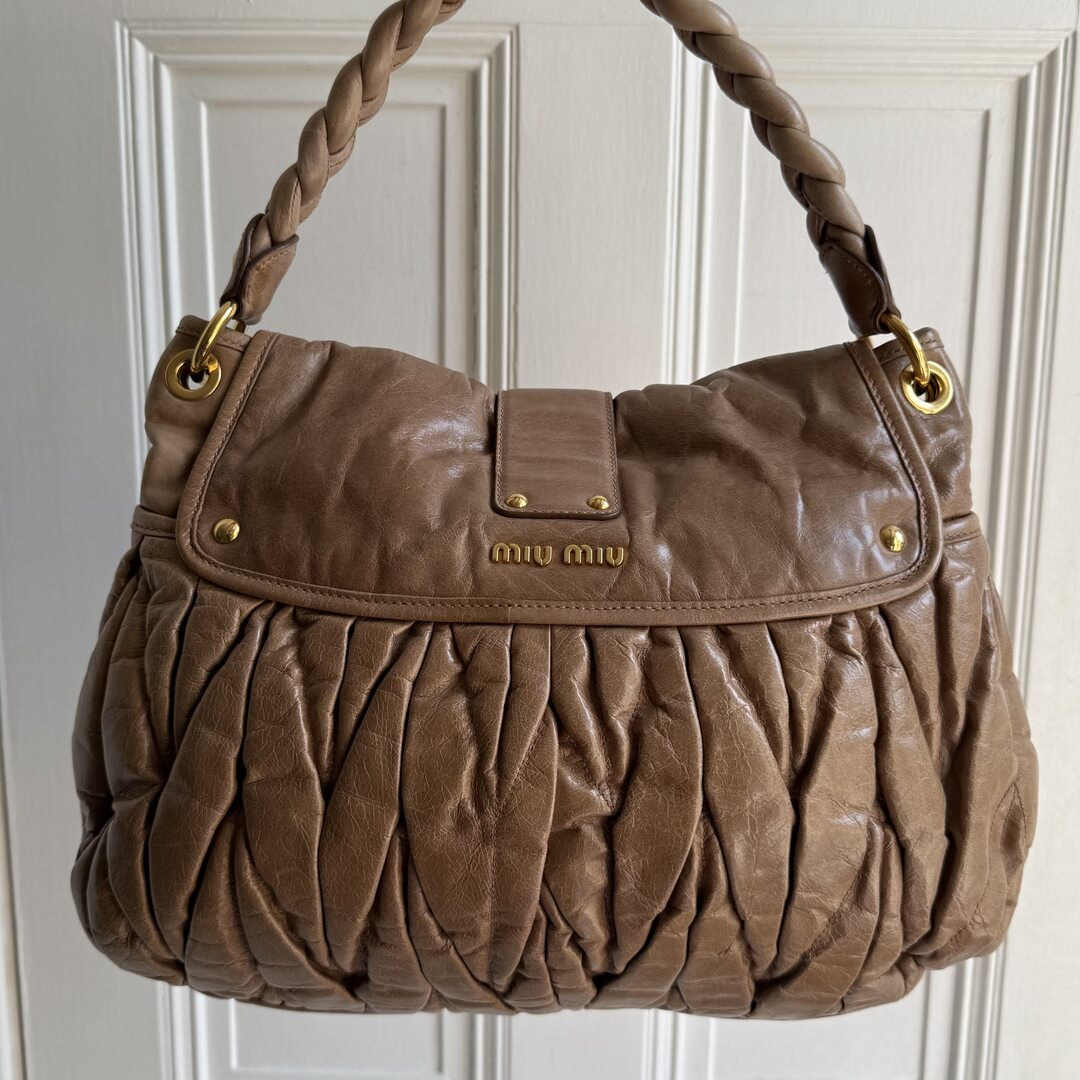 Miu Miu Matelasse Leather Brown Shoulder Bag