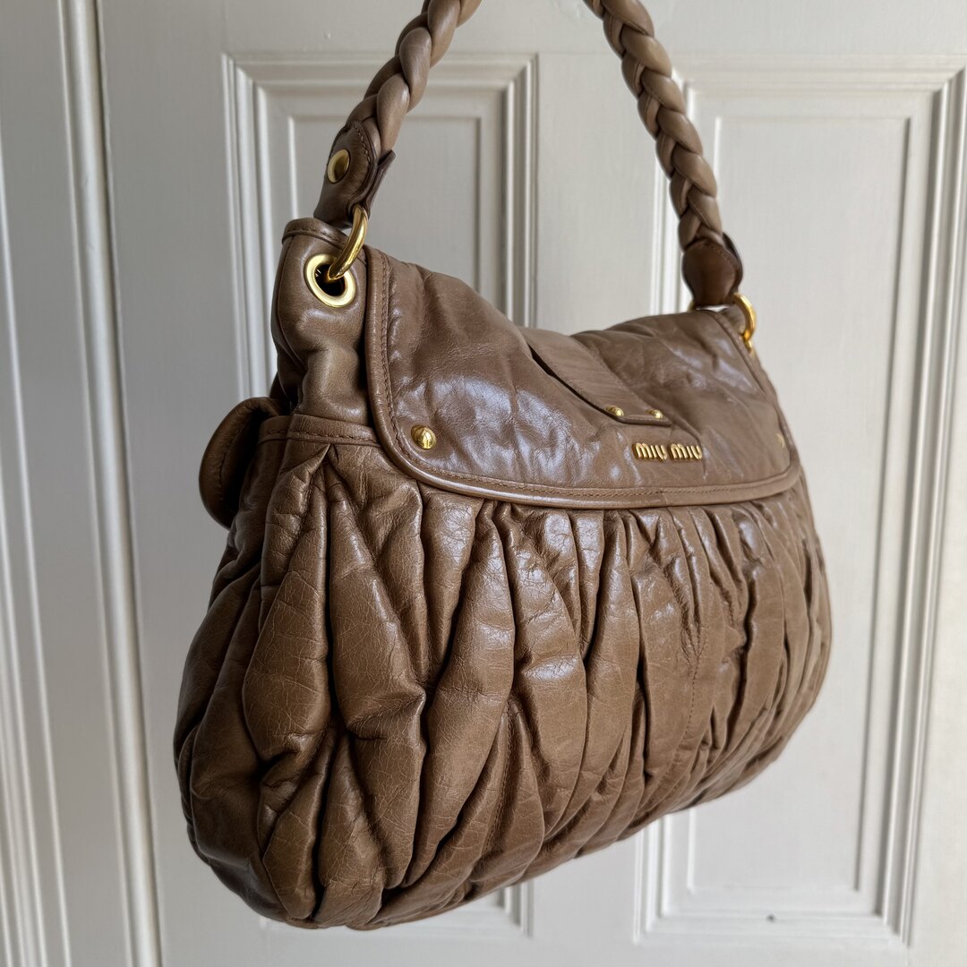 Miu Miu Matelasse Leather Brown Shoulder Bag