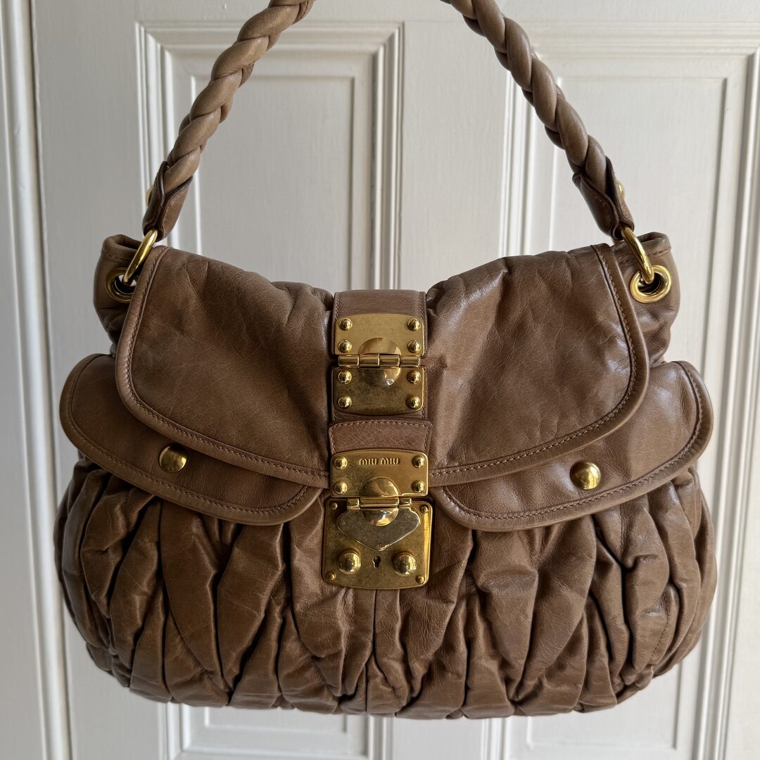 Miu Miu Matelasse Leather Brown Shoulder Bag