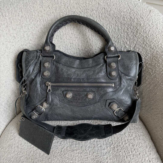 2000s Balenciaga Giant City 21 Leather Grey Handbag
