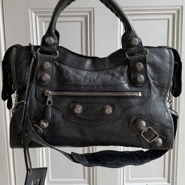 2000s Balenciaga Giant City 21 Leather Grey Handbag