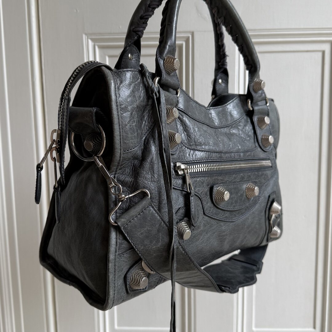 2000s Balenciaga Giant City 21 Leather Grey Handbag