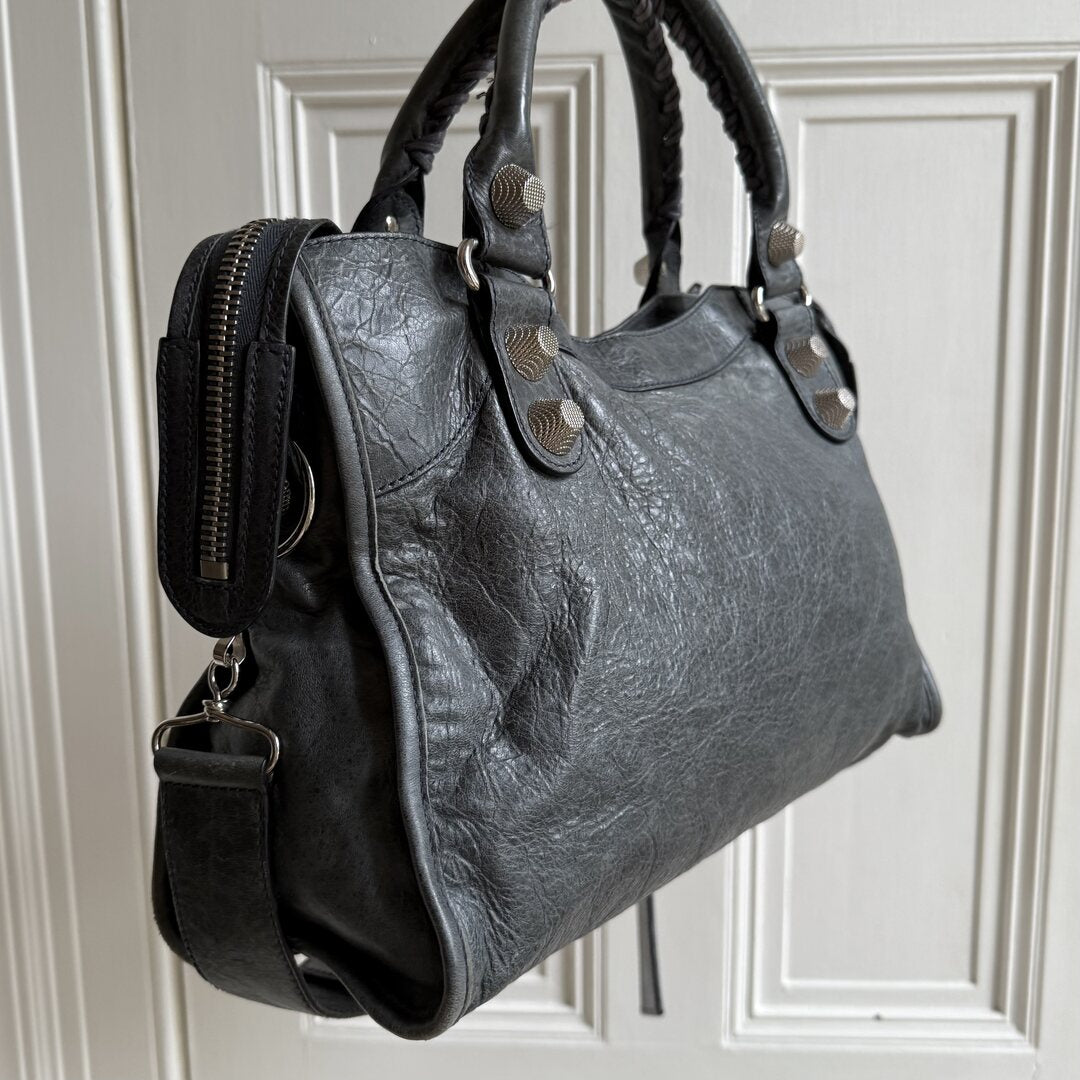 2000s Balenciaga Giant City 21 Leather Grey Handbag