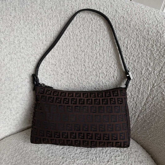 Fendi Zucchino Brown Shoulder Bag