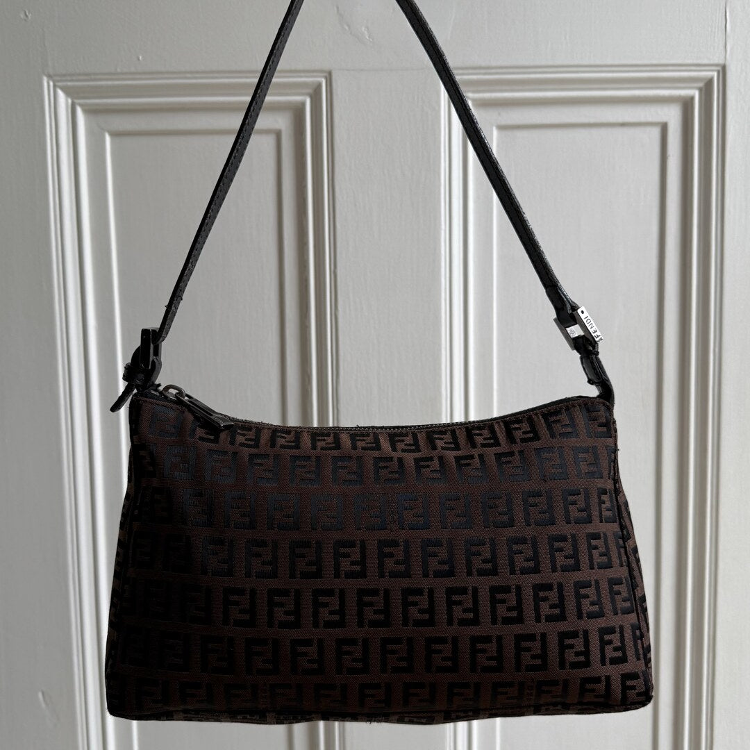 Fendi Zucchino Brown Shoulder Bag