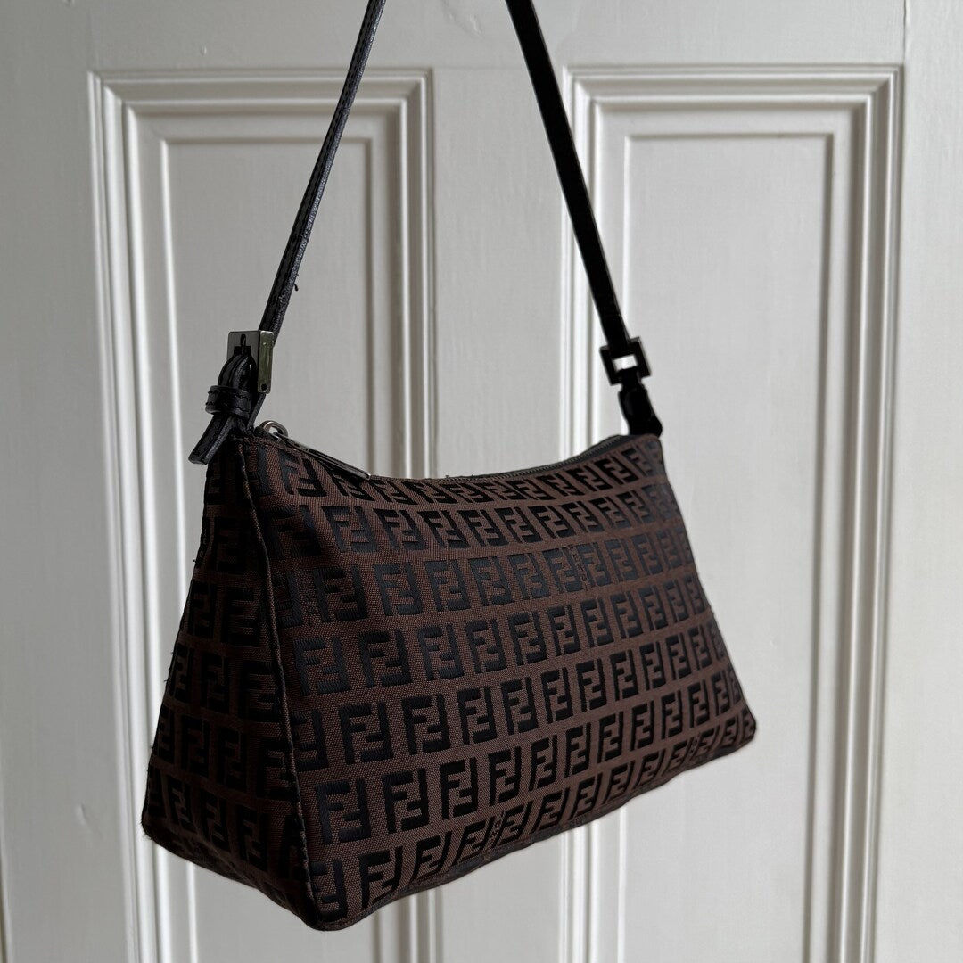 Fendi Zucchino Brown Shoulder Bag