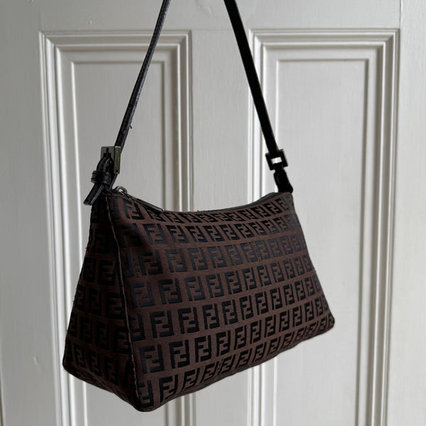 Fendi Zucchino Brown Shoulder Bag