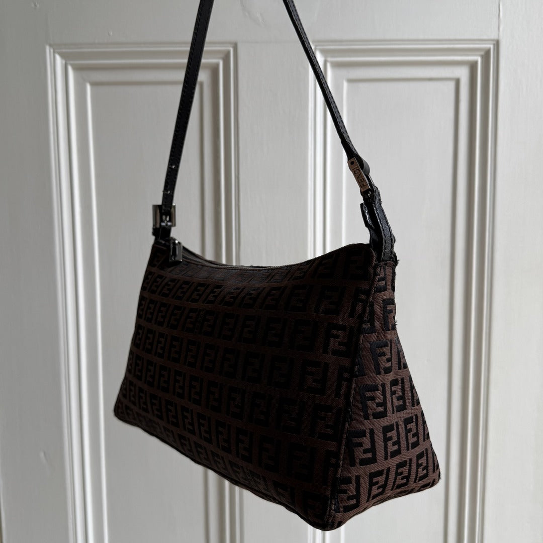 Fendi Zucchino Brown Shoulder Bag