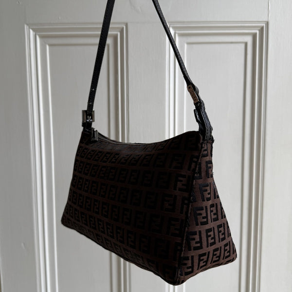 Fendi Zucchino Brown Shoulder Bag
