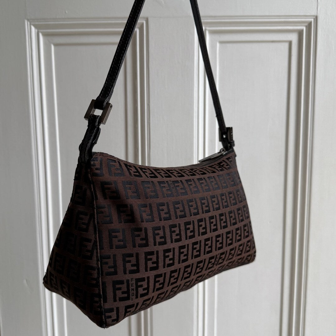 Fendi Zucchino Brown Shoulder Bag