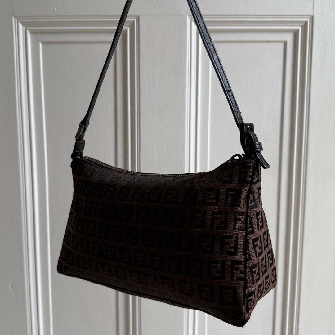Fendi Zucchino Brown Shoulder Bag