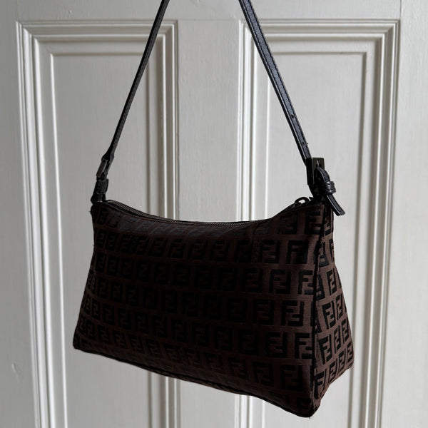 Fendi Zucchino Brown Shoulder Bag