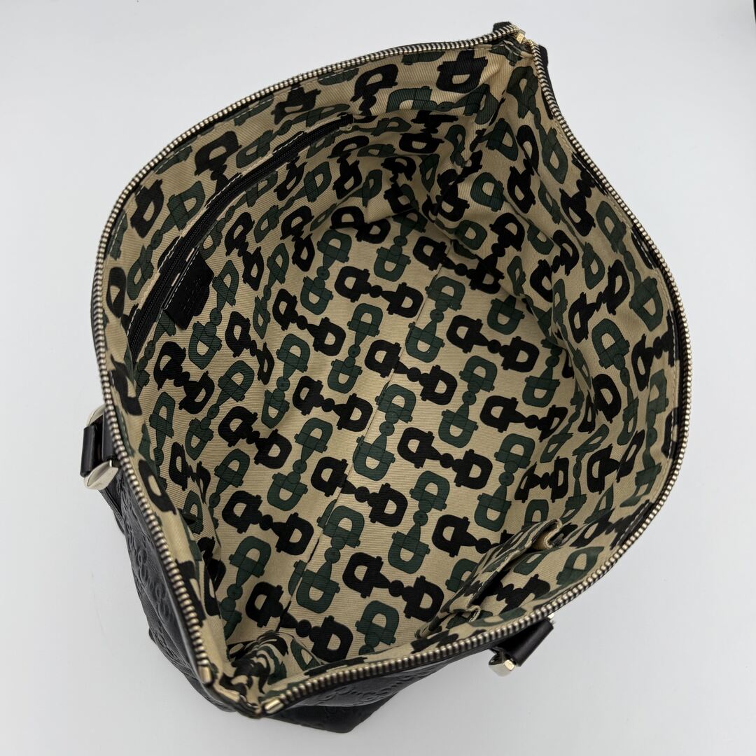 Gucci Guccissima Abbey Black Leather Shoulder Bag