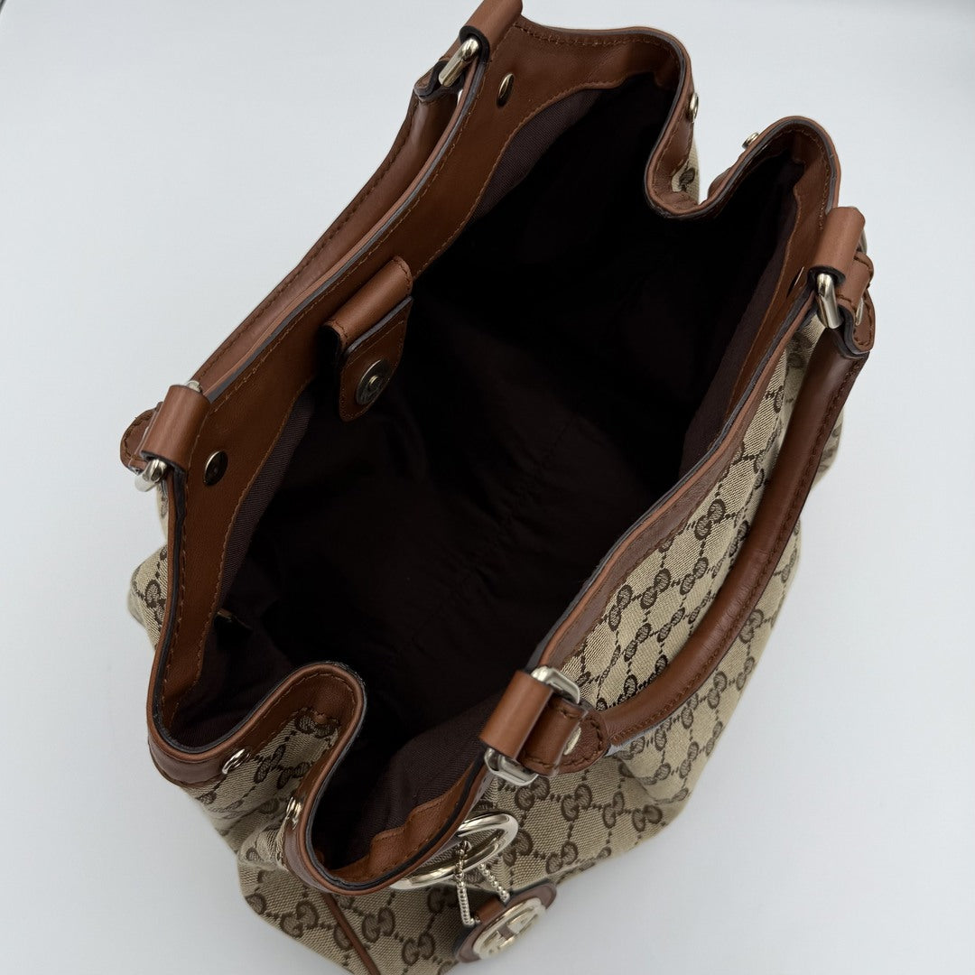 Gucci GG Canvas Sukey Brown Tote Bag