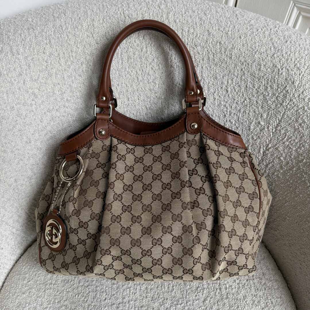Gucci GG Canvas Sukey Brown Tote Bag